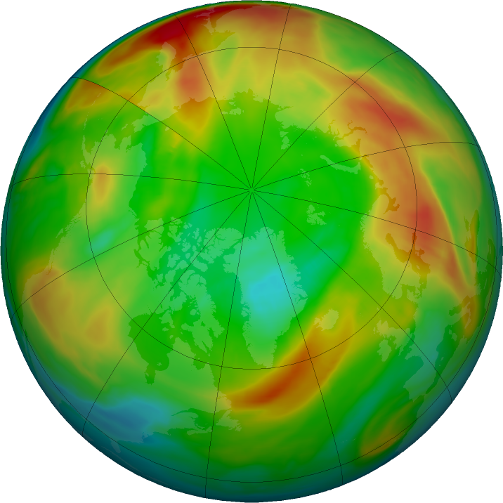 Arctic ozone map for 22 February 2022